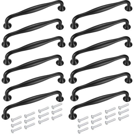 12 stk kjøkkenhåndtak, håndtak i aluminiumlegering med skruer