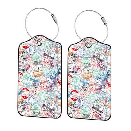 2-pack Bagageetiketter för Resväska, Resestämpel Läder Bagageetiketter med Sekretesskydd Namn ID-etikett Identifierare Resa