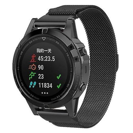 För Garmin Fenix 6s Milanese klockarmband(Svart)