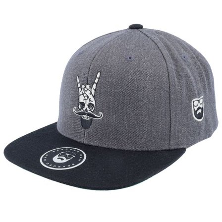 Bearded Man - Grå snapback Keps - Bearded Rock Sign Scull Grey/Black Snapback @ Hatstore