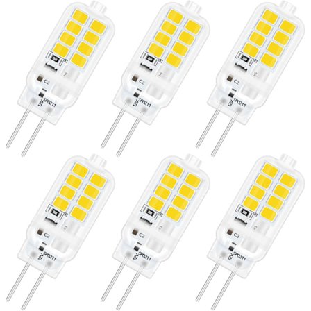G4 LED Lampa 12V 3W Ej Dimbar, 16 SMD 300LM Neutralvit 4000K, 25W Halogen Ekvivalent, för Ljuskrona, Skåpbelysning, 6-pack [Energiklass E]