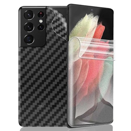 Galaxy S21 Ultra Display Film + Hiilikuitusuojakalvo selkänojalle