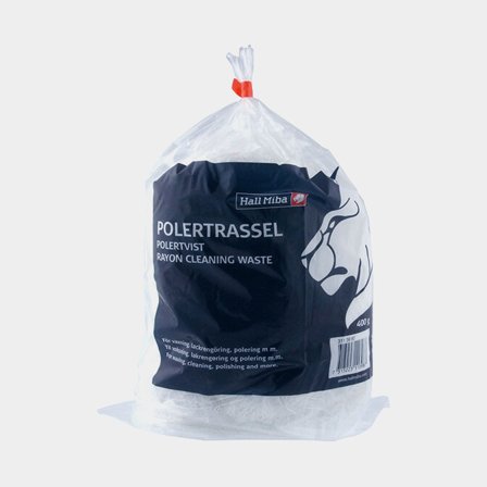 Hall Miba Polertrassel 400g vit för polering av bil, båt och husvagn, tillverkad av 60% polyester och 40% viskos