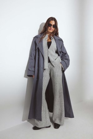 NA-KD Pantalon en maille torsadée - Pantalons en maille - Gris - M