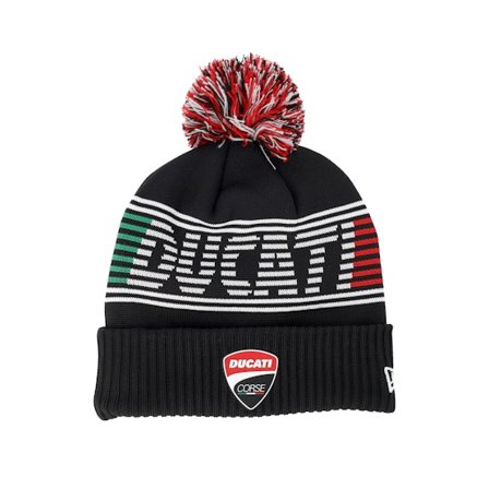 New Era - Ducati Bobble Knit Black Pom Pom Black Beanie - Motor @ Hatstore