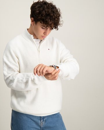 Tommy Hilfiger TURTLENECK HALF ZIP SWEATER Vit Tröjor Kille - Kids Brand Store