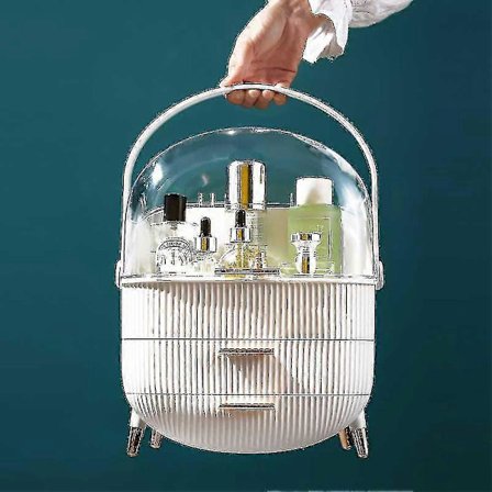 Ylellinen meikkisäilytyslaatikko laatikoilla ja vetoketjulla