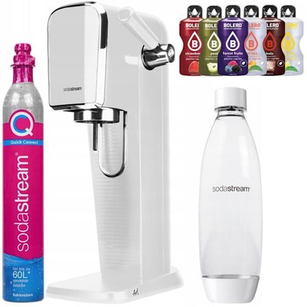 Saturator kolsyra - Sodastream - Art White - Med flaska 1L Quick Connect och 6 drycker Bolero