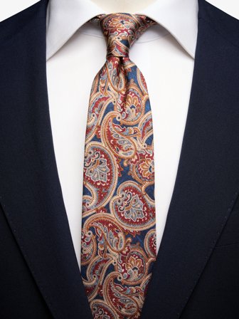 John Henric Men's Blaue Krawatte Paisley Size 7,5