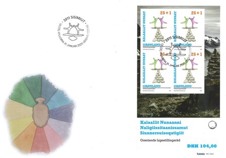 Grønland - Tillægsværdi 2025 - Førstedagskuvert miniark