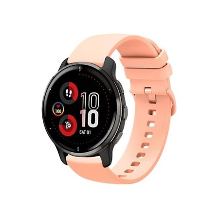 Hihna Garmin Venu 2 Plus -kellolle 20 mm, vaaleanpunainen, yksivärinen, pehmeä silikoniranneke