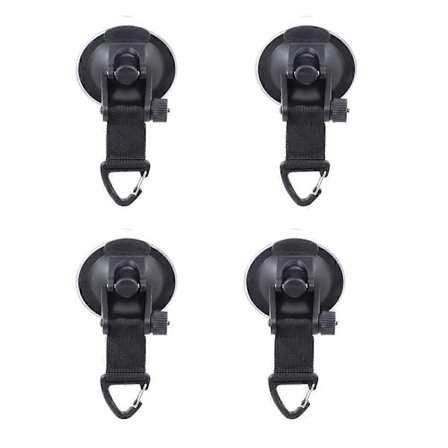 4 Stk., Kraftig sugekopanker, Sort sugekopanker, Multifunktionel bilsugekop, til bilsidetelte Camping Tarp tilbehør