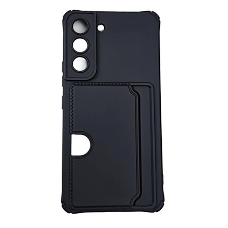 Samsung Galaxy S22 - kortholder i mikrofiber-silikone i sort