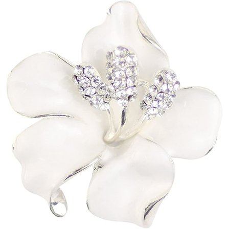 WABJTAM Brosch för kvinnor Blommor Brosch med Skapade Kristaller Vit 26g Ros Brosch