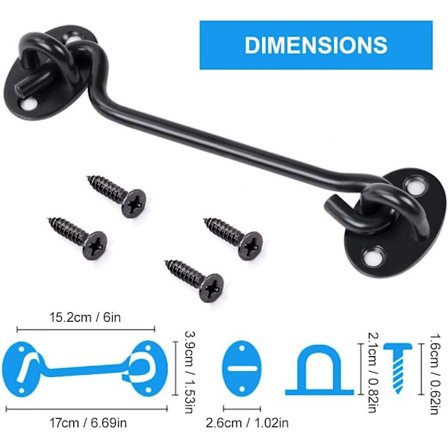 2 kpl Ovikoukku Oven Lukko Koukku Musta Ruostumaton Teräs Koukut w