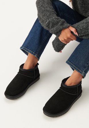 Colors of California Short Winter Boot In Suede Black Sko