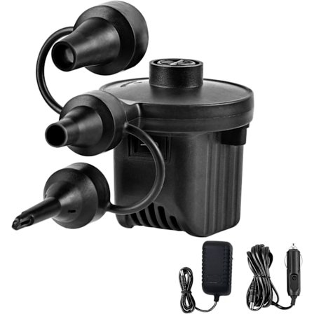 Elektrisk luftpump, bärbar snabbpump för luftmadrass, pump för uppblåsning och tömning, perfekt för utomhuscamping, 3 munstycken