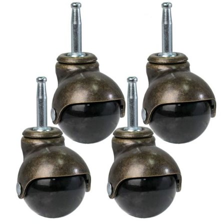 Sett med 4 Møbelhjul 50mm Vintage Kulehjul for Møbler