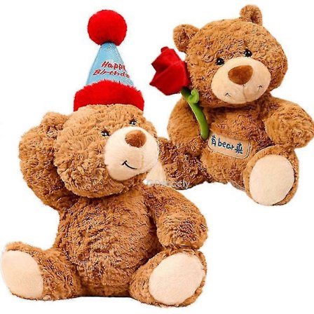 Kawaii Klänning Grattis på födelsedagen Hatt Brunbjörn Plyschleksak Fylld Röd Ros Björn Bekännelse Alla hjärtans dag Gosedjur För Flicka Pojke Gåva