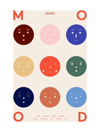 Nine Moods - 50X70 Home Kids Decor Posters & Frames Posters Feelings Multi/mønstret MADO