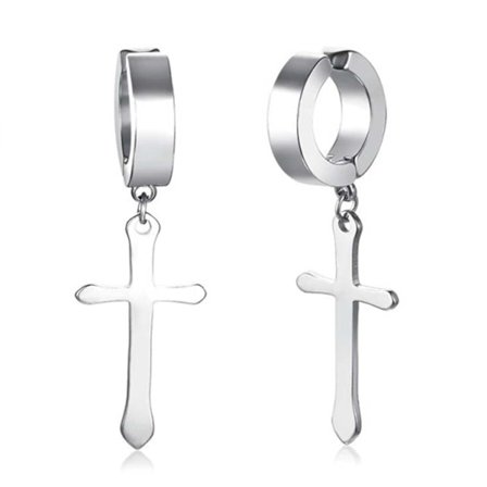 2-pack Fake Piercing Ring utan Hål Hängande Kors Silver