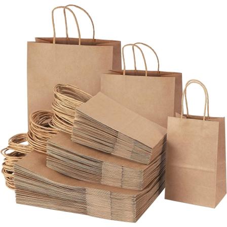 30st kraftpapperspåsar med handtag, olika storlekar blandade, lösa kraftpapperspåsar, lämpliga för kommersiella, shopping och detaljhandel