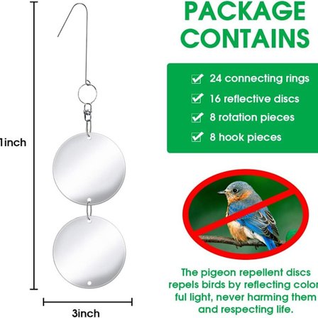 Metallfugleskremmende bolle med 8 rom