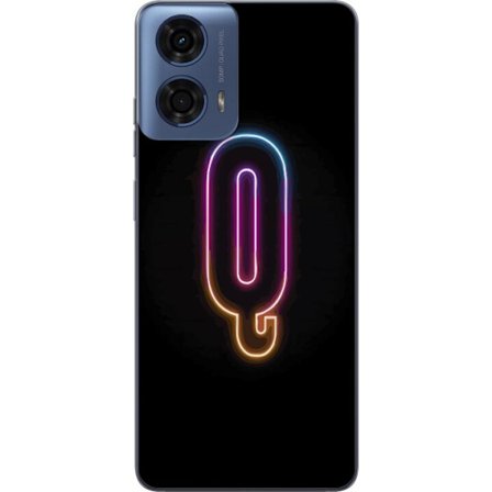 Kompatibelt Mobildeksel til Motorola Motorola Moto G04 Minimalistisk neonbokstav Q i skinnende farger mot mørk bakgrunn