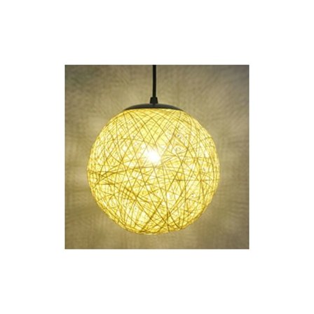 Cham Beige Retro Pendellampa 15cm Rund Rottingboll Kandelaber Skugga DIY E27 Taklampa för Vardagsrum Restaurang Köpcentrum Bar