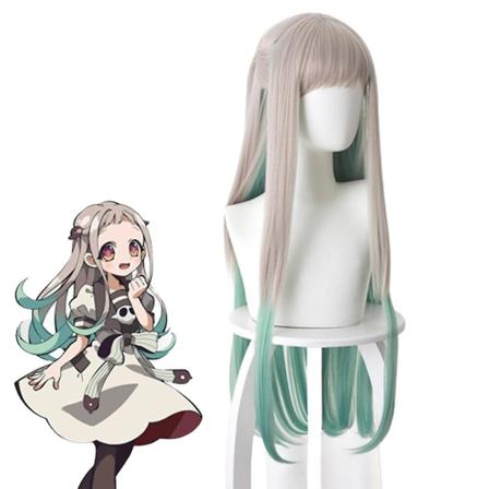 WC-sidottu Hanako Kun Yashiro Nene Peruukki Gradientti Hopeanharmaa Vihreään Hiukselle Peruukit Halloween Cosplay -juhlien rekvisiitta