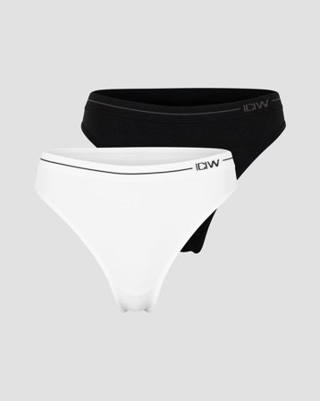 ICANIWILL - Everyday Seamless Thong 2-pack Black/White - Undertøy - Dame - ICIW