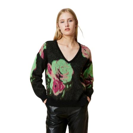 Twinset - Stickade Tröjor & Koftor - Svart - Dam - Storlek: S, Dam, Storlek: S