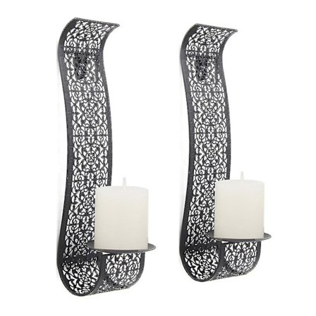 Väggdekoration i ihåligt metall, pastoral pelare, ljusstake