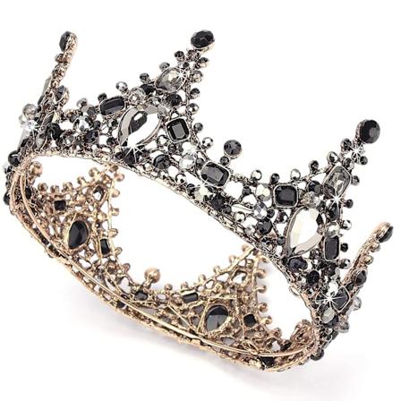 Barokkrone Sort Krystal Tiara Dronningkroner Og Tiaraer Gotisk Bryllupshovedbeklædning Til Bruden Rhinestone Pandebånd Vintage Hårtilbehør Til Kvinder