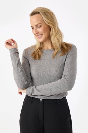 B. COPENHAGEN - Langærmet T-shirt - Lys Grå Melange