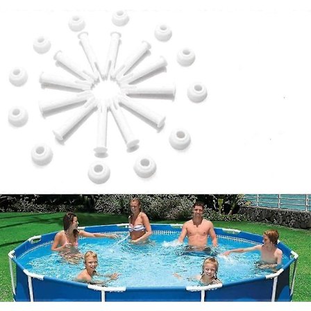 24 st Plast Pool Tätningsstift och Gummitätningar, För Intex 13'-24' Runda Ovan Jord Metallram Pooler, Rektangulära Metallram Pooler (24 st, 2.[D]