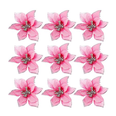 24 juleblomster simulerte gullrosa blomster juletredekorasjon blomst rosa (13.00X13.00X4.00CM, rosa)