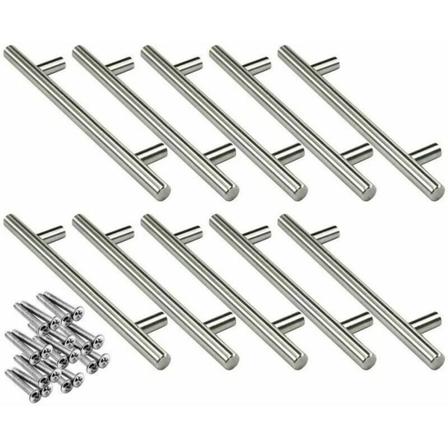 10 x 160 mm ruostumattomasta teräksestä valmistetut T-kahvat keittiöön, halkaisija 12 mm, ruuvit mukana