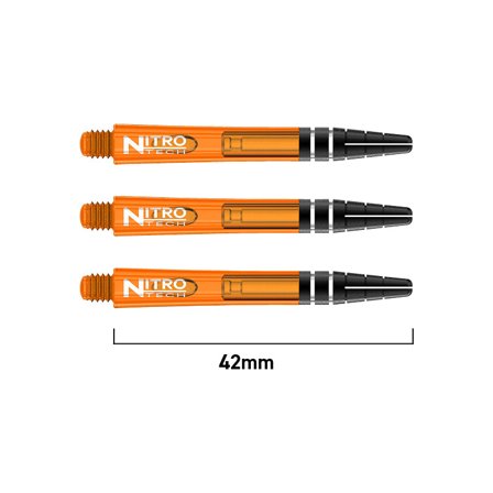 Red Dragon Darts Nitrotech Shafts 42mm Orange - 3 Sets (9) - Professional Darts Shafts - Flight Locking System