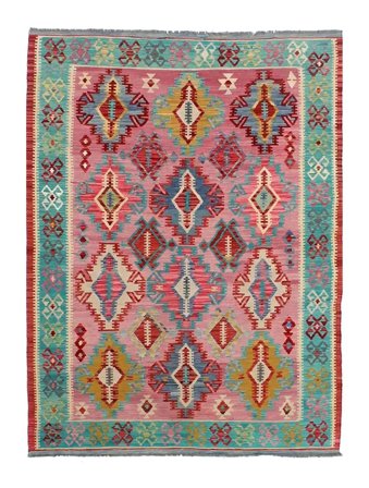 Tessuto A Mano Kilim Afghan Old Style Tappeto 174X244 Di Lana