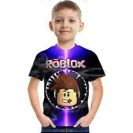 Roblox Tryckta T-shirts med Korta Ärmar för Barn 5-9 År (7-8 År B)