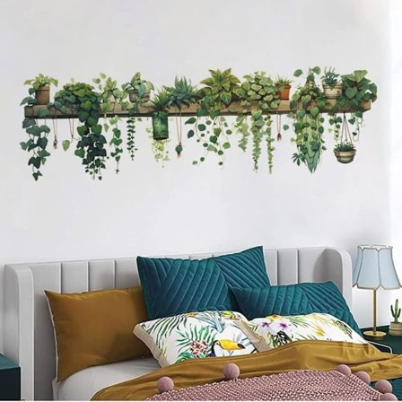 1 stk. Plantevegg Dekal Vinyl Vannfast Veggklistremerker Avtakbare Veggmalerier Skrell og Lim Veggdekor for Jenter Soverom