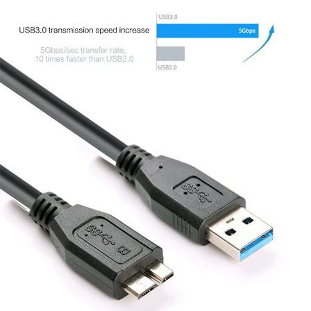 30 cm svart mini portabel USB 3.0 hane A till mikro B datakabel sladd blytråd