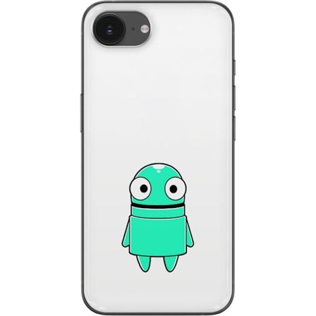 Kompatibelt Mobildeksel til Apple Apple iPhone 16e Turkise tegneseriefigur med store øyne og en lykkelig personlighet i enkel illustrasjon