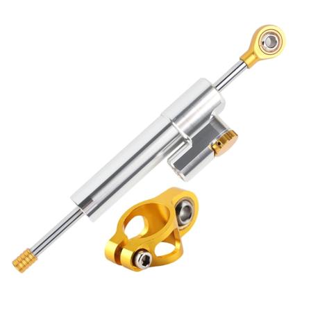 Universal motorsykkel styre aluminiumlegering styredemper stabilisator sikkerhetskontroll (sølv)