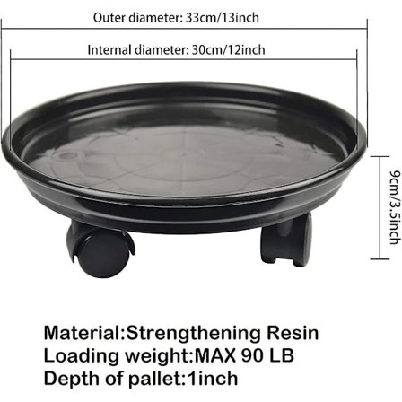 2 stk. Plantebakke med hjul og 4 universalhjul til transport og nem flytning af tunge urtepotter eller som plantebakke