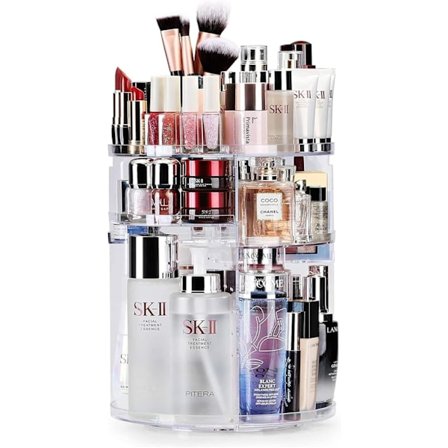 360 astetta pyörivä kosmetiikkajärjestäjä, 7-kerroksinen säädettävä akryyli