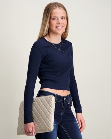 Tommy Hilfiger POINTELLE TOP LS Bleu Hauts et chemisiers Fille - Kids Brand Store