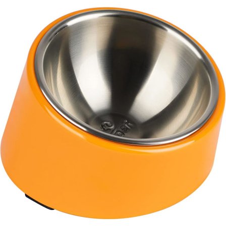 Skål for Hund Katt, Skråstilt Skål Sklisikker Moderne Elegant Melaminbase med Avtakbar Rustfri Stålskål