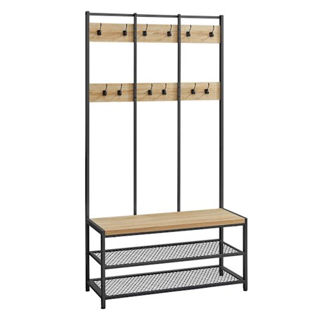 Valora klädhängare med sits och 2 skohyllor - Sonoma Oak